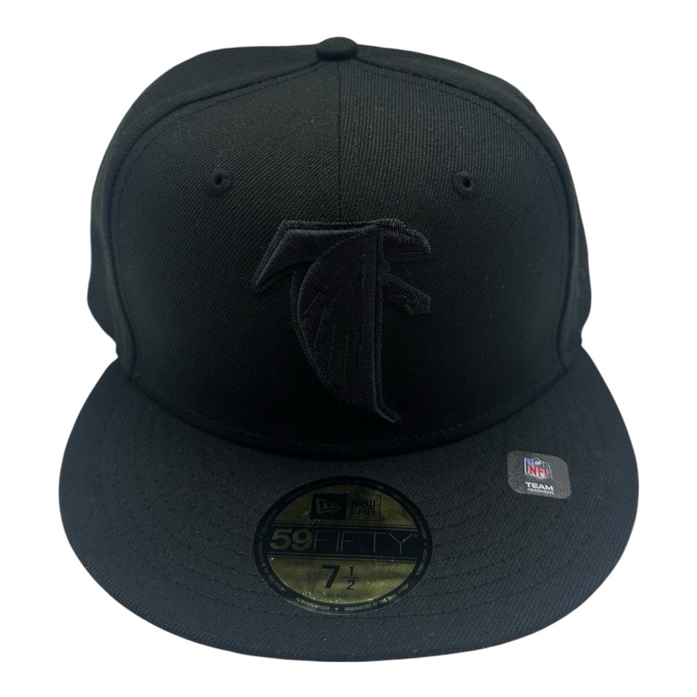 New Era 59Fifty Atlanta Falcons Hat Cap 7 1/2 Black Blackout Throwback Fitted